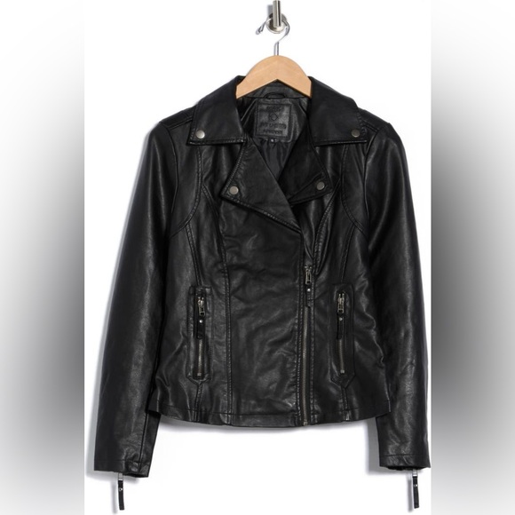 Max Studio Black Washed Faux Leather Moto Jacket Size 2X - Picture 3 of 14